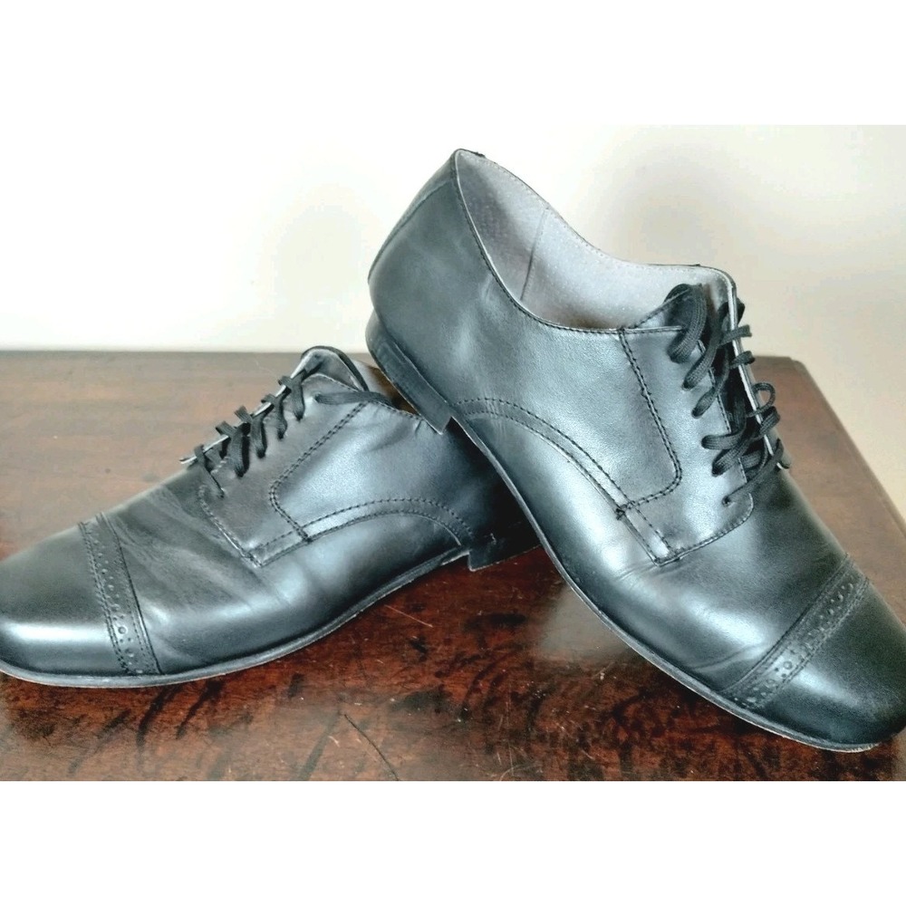 Aris Allen Mens Black Leather Cap Toe Swing Dance Shoes Style 445-BK Size 14